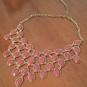 Burnt orange and gold bib necklace